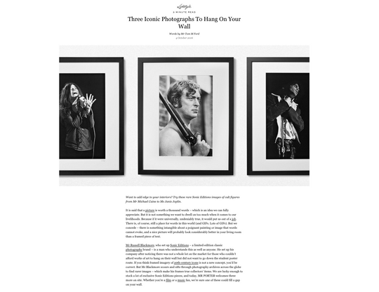 Mr Porter: Three Iconic Photographs to Hang on Your Wall