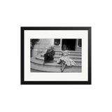 Bardot and Picasso Sitting on Stairs