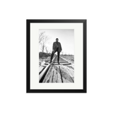 Johnny Cash on railroad tracks