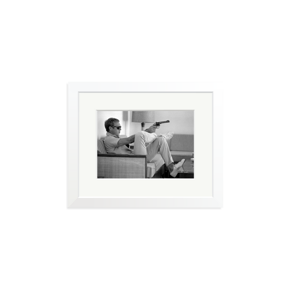 Steve McQueen Aims a Pistol | Framed Photography